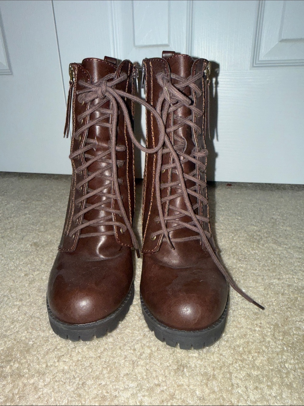 SODA Lace-Up Combat Boots in Brown